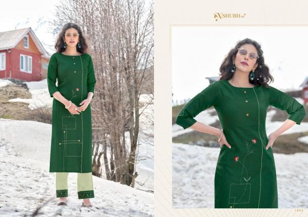 Shubh Nx Allen Designer Cotton Embroidery Kurti With Bottom